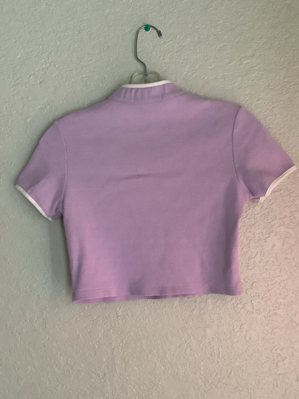 Cider Lavender Cropped Short-Sleeve Top with White Trim - Picture 4 of 5
